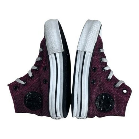 Converse Youth Kids Platform Lift Sneaker High Top Prime Pink Sparkle Size 12 - Picture 4 of 11